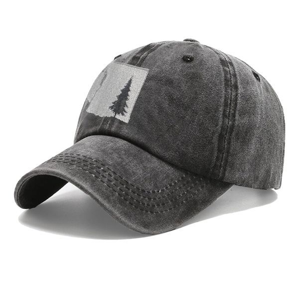 Embroidery Washington State Map Baseball Cap Tree Casual Sun Peak Hat