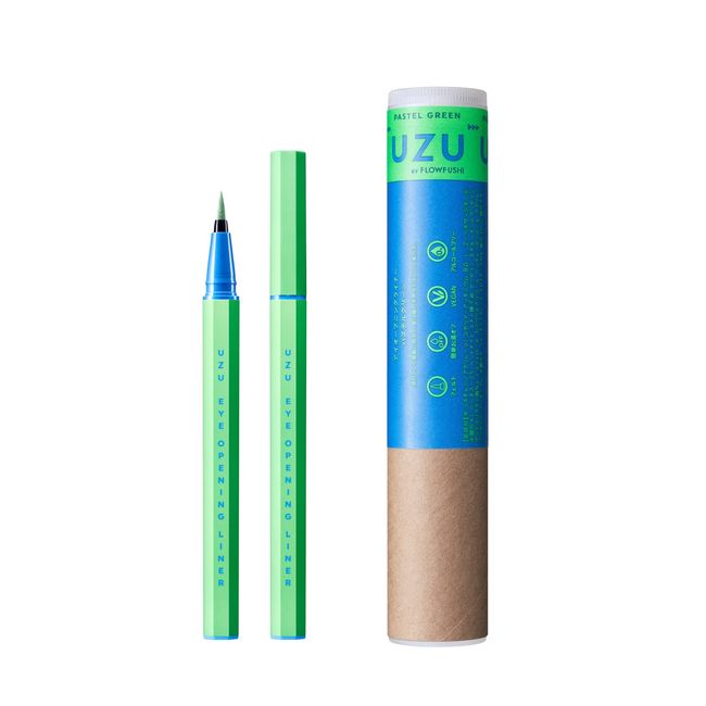 UZU BY FLOWFUSHI Eye opening liner [Pastel green] Liquid eyeliner Hot water off Alcohol free Dye free Hypoallergenic