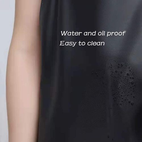 LRUUIDDE Waterproof Rubber Vinyl Apron Black - 43" Light Duty Aprons - Stay Dry - Industrial Chemical Resistant Plastic, Long Black Bib Apron for Dishwashing Work Butcher Cleaning Fish (Black-1pack)