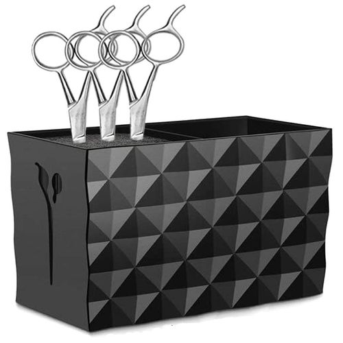 Salon Shears Rack for Hair Stylist Scissors Container for Pet Grooming Hair Cutting Organizer Storage Box Salon Shear Holder Combs Clips Brushes Hairdressing Combs Organizer (Black)