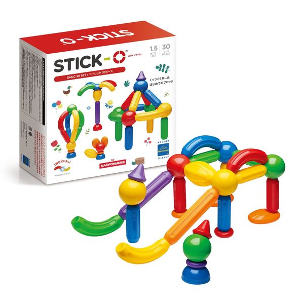 Bonernund SO901003 STICK-O Basic Set, 30 Pieces, Around 1.5 Years Old