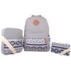 Womens Canvas Patterned Multi Pack Backack Rucksack 3 Piece Travel Set - Grey