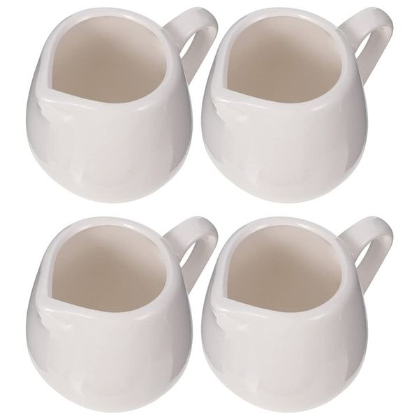 DOITOOL 4pcs Ceramics Creamer Porcelain Coffee Milk Creamer Pitcher Milk Jug Pourer Pitcher Jug with Handle for Home and Kitchen 50ml