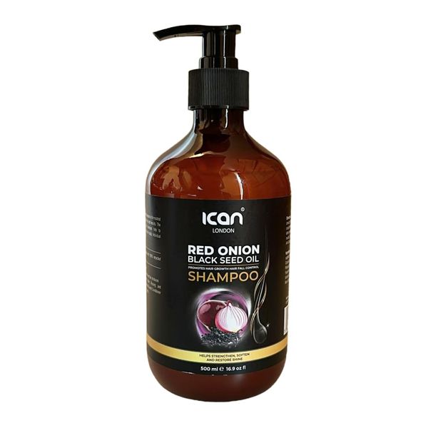 ican London Red Onion + Blackseed Oil Shampoo For Hair Fall Control & Promotes Hair Growth 500ml