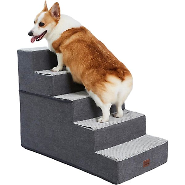 Dog Stairs for Small Dogs - Foam Pet Steps for High Beds and Couch, Non-Slip Fol