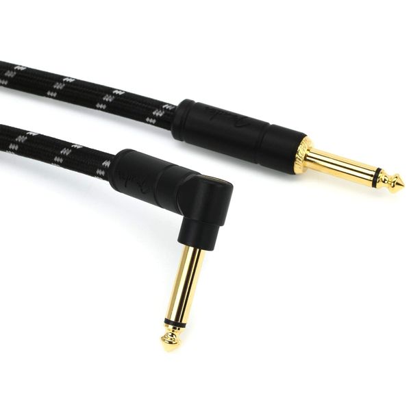 Fender Deluxe Series Instrument Cable, Straight/Angle, Black Tweed, 15ft