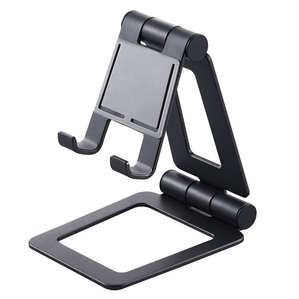 Elecom TB-DSCHALBK Tablet Stand, Aluminum Stand, Free Angle, Compatible with Nintendo Switch, 5-12.9 Inches, Black