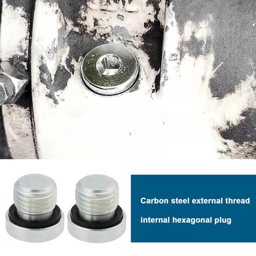Create idea 2Pcs M14x1.5mm Carbon Steel Sealing Plug with Rubber Gasket Inner Hexagonal Water Pipe Plug Used for Sealing Hydraulic Oil Pumps Pipeline Sealing and Blockage