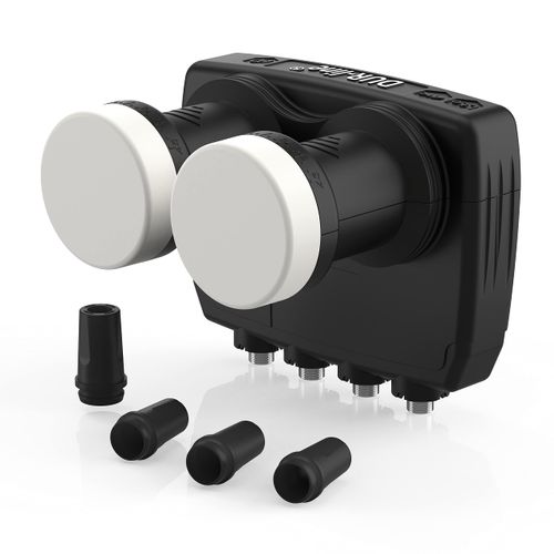 DUR-line 6° Monoblock Quad LNB - Astra 19.2°E + Hotbird 13°E - 4 Subscribers & 2 Satellites (MB6-QS) - Double LNC with Integrated DiSEqC - Full HD, 4K, 8K, 3D - Weatherproof + Mobile Phone Shielding