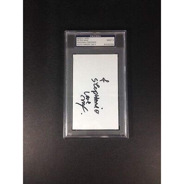 Peter Max Autograph 3X5 Index Card Slabbed PSA Grade 9 "MINT"