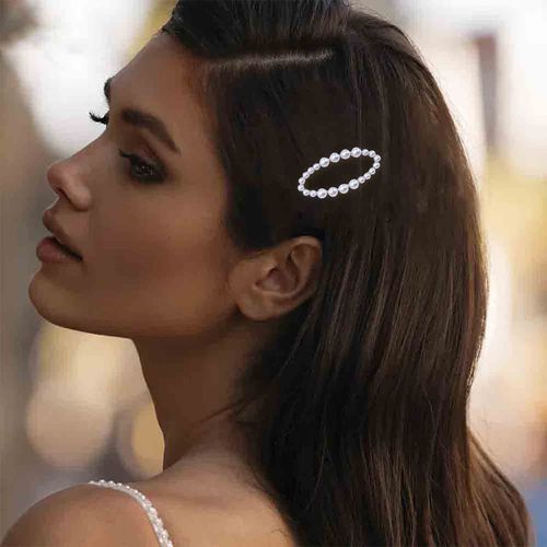 Inilbran Boho Pearl Circle Hair Clip Silver Circle Pearl Hairpin Clip Hair Clip Vintage Hollow Circle Hair Clip Minimalist Geometric Head Clip Accessories for Women and Girls Headpiece
