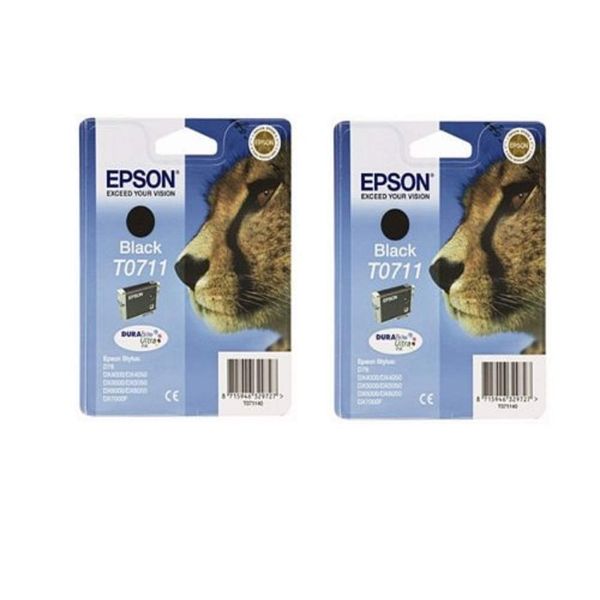Epson T0711 x2 Ink Cartridges - Black (Twin Pack)