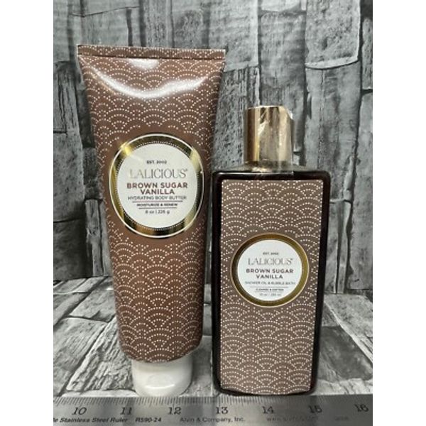 Lalicious Brown Sugar Vanilla Hydrating Body Butter 8 OZ & Shower oil 10 OZ New
