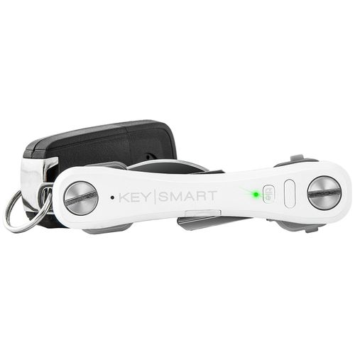 KeySmart Pro - Compact Smart Key Holder w LED Flashlight & Tile Bluetooth, EDC Key Organizer, Attach Car Key Fob, Other Mini Tools & Accessories (up to 10 Keys, White) - Discontinued