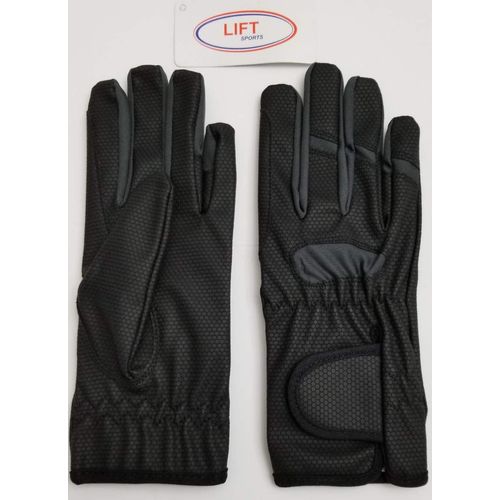 New Women-Kids Horse Riding Gloves Leather Grip Equestrian Pink Black Tack Horse Back (Black, Small (Kids))