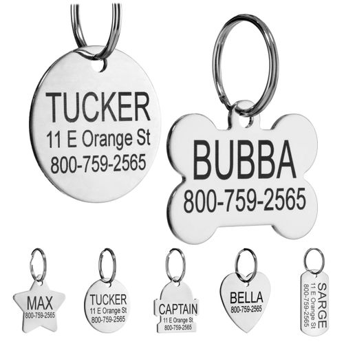 Providence Engraving Custom Engraved Stainless Steel Pet ID Tags - Personalized Front and Back Identification, for Large or Small Cats and Dogs, Bone, Regular