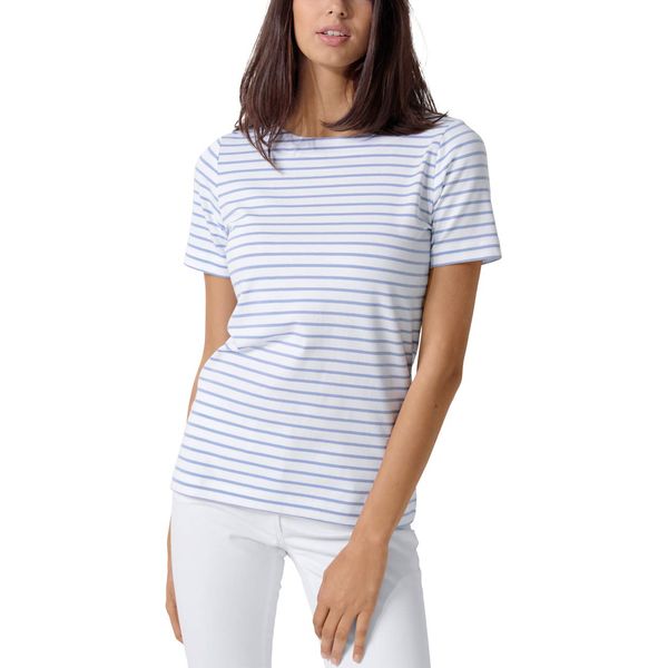 CLINIC DRESS Shirt Damen Rundhalsausschnitt 1/2 Arm 95% Baumwolle 60° weiß/blau L