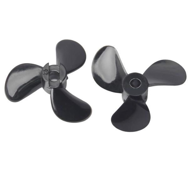 Fielect 2Pairs 3 Blades CW/CCW Propeller for Ship Model Rc Boat Propeller Black Plastic Propeller, 28mm Diameter, 3mm Hole Dia