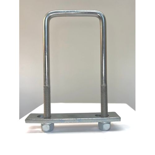 U Bolt Square M8 60mm Inner Width x 100mm Length with Back plate, Hex Nuts and Washers (1)