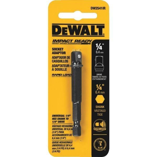 DEWALT IMPACT READY SOCKET ADAPTER - 1/4" HEX TO 3/8" SOCKET 