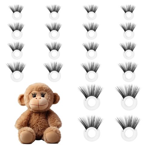 JIYIN 20 Pcs Safety Doll Eyelashes for Crocheting, 5 Sizes Doll Eye Lashes for Amigurumi, Stuffed Animals Crochet Eyelashes Dolls Making Supplies for Teddy Bear Puppet Plush Toy Accessories