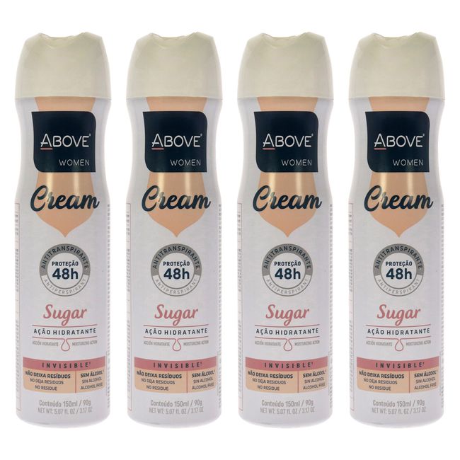 ABOVE Cream Sugar - 48 Hour Antiperspirant for Women - 4 Pc Deodorant Spray