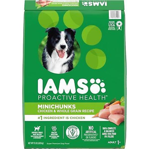 IAMS Proactive Health Minichunks Adult Dry Dog Food with 15 Pound (Pack of 1)