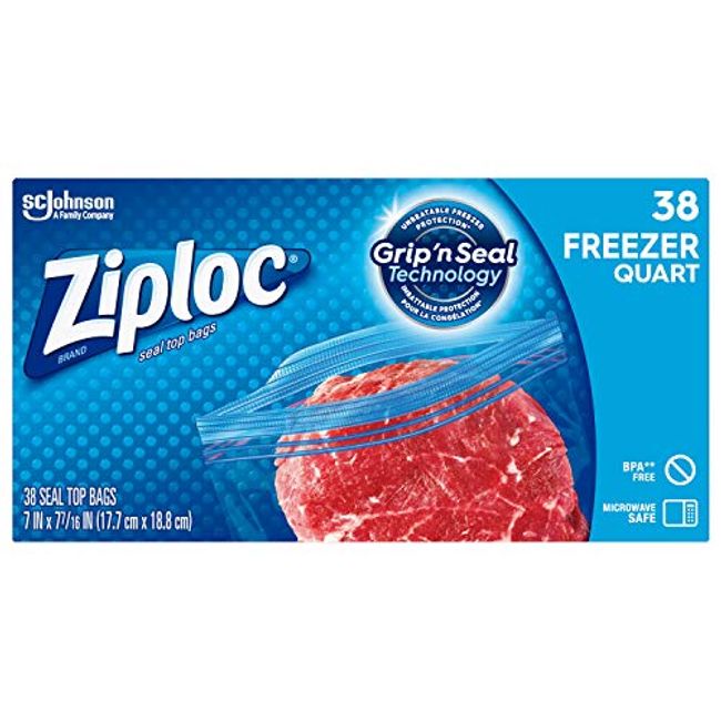 Ziploc Seal Top Bags Food Storage Bags Gallon 38 Bags, NEW OPEN/TORN BOX