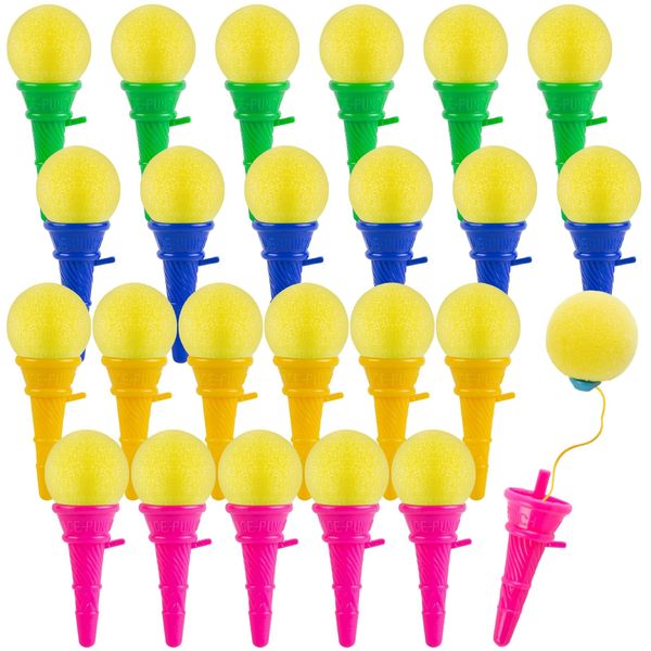 AMOR PRESENT 24PCS Ice Cream Shooters Toys,Ice Cream Cone Foam Ball Launcher 4Inch Carnival Toys for Kids Ice Cream Party Favors