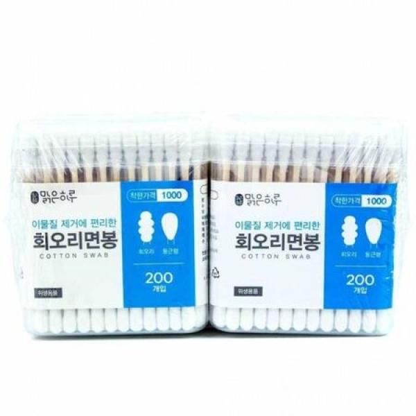 Whirlwind swab, round cotton swab, one-touch daily necessities, square daily, 6 packs, 200 pieces_MC