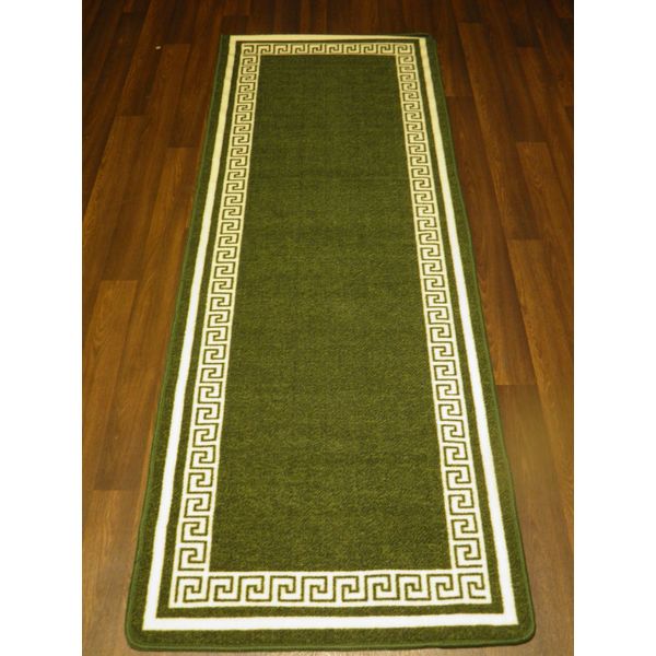 Non Slip Washable Kitchen Utility Caravan Runner Green