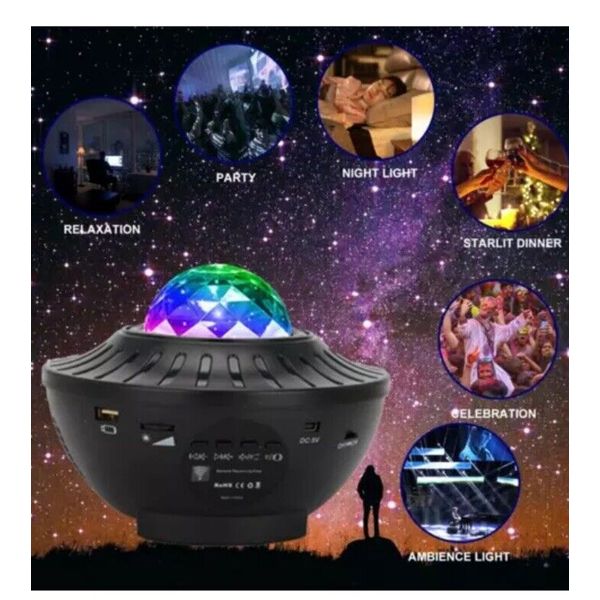 2 Disco Light Galaxy Star Projector Lamp LED Ceiling Starry Night Music Speaker
