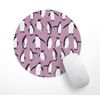Purple Penguins Winter Scene Print Pattern PC Computer Round Mouse Mat Pad