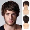 Wig, Men's Wig, Full Wig, Short High Temperature Silk Rose Mesh Wig, Half Wig, Natural, Breathable, Heat Resistant, Black (Color: Dark Brown)