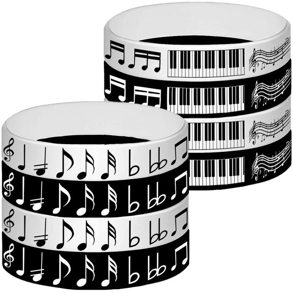 CupaPlay 48PCS Piano Notes Rubber Bracelets Silicone Wristbands Party Supplies -Piano Notes Theme Party Decorations Music Birthday Baby Shower Party Favors