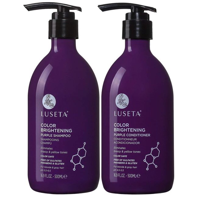 Luseta Color Brightening Purple Shampoo & Conditioner Set for Blonde & Gray Hair