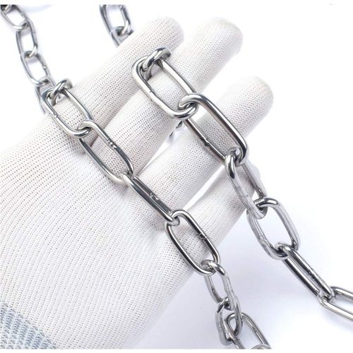 KAIISSA 304 Stainless Steel Chain Strong Bright Heavy Duty Steel Welded Chain Links for Fence Hanging, Walking The Dog Chain, Swing Chain, Drying Clothes Chain (4mm - 2 Metre)