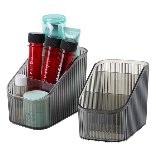 OSteed Black Makeup Organiser Box for Vanity, Makeup Brush Holder with 6 Cups, Skincare Beauty Cosmetic Storage Box, Dressing Table Organiser Storage, Toiletry Organiser