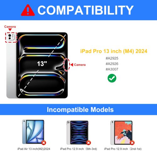 iPad Pro 13 inch Case with Keyboard (M4), iPad Pro 13 inch Case 2024 with Magnetic Detachable Bluetooth Keyboard, Smart Protection Case & Apple Pencil Holder, Auto Sleep/Wake Up, Long Battery Life PUR