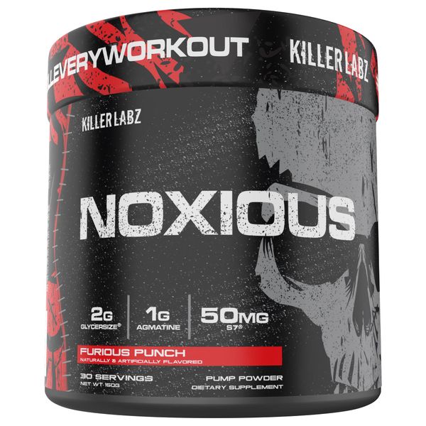 Noxious Extreme Nitric Oxide Booster Pump Pre-Workout Powder | Endurance and Muscle Building | 30 Servings (Furious Punch)