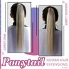 Hetto 20 Inch Ponytail Hair Extensions Blonde Human Hair Ponytail Hair Extensions Wrap Around Ponytail Extensions Remy Human Hair #17/23 Medium Blonde Highlighted 100g