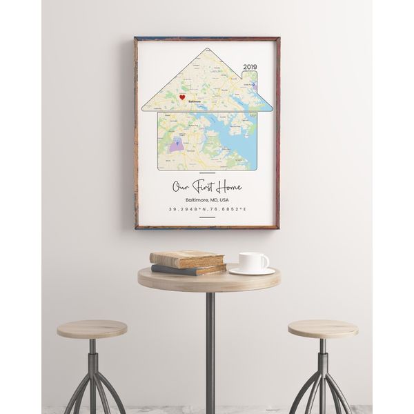 Personalized custom Housewarming map gift, Minimalist map print First Home Gift