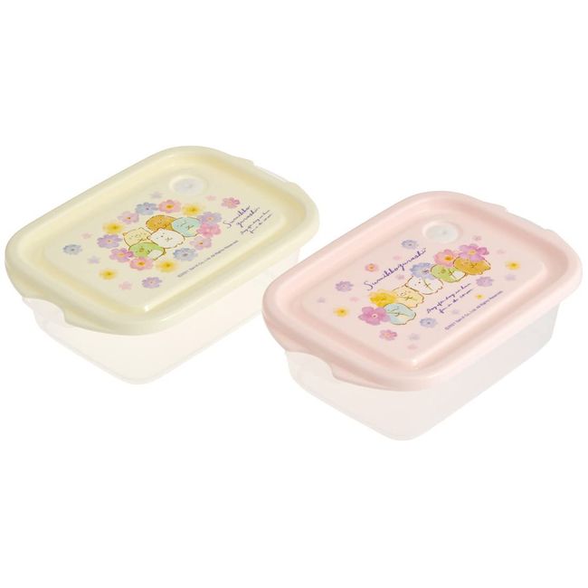 Skater FCN2WAG-A Sealing Container, 16.9 fl oz (500 ml), Set of 2, Sumikko Gurashi, Flower, Made in Japan