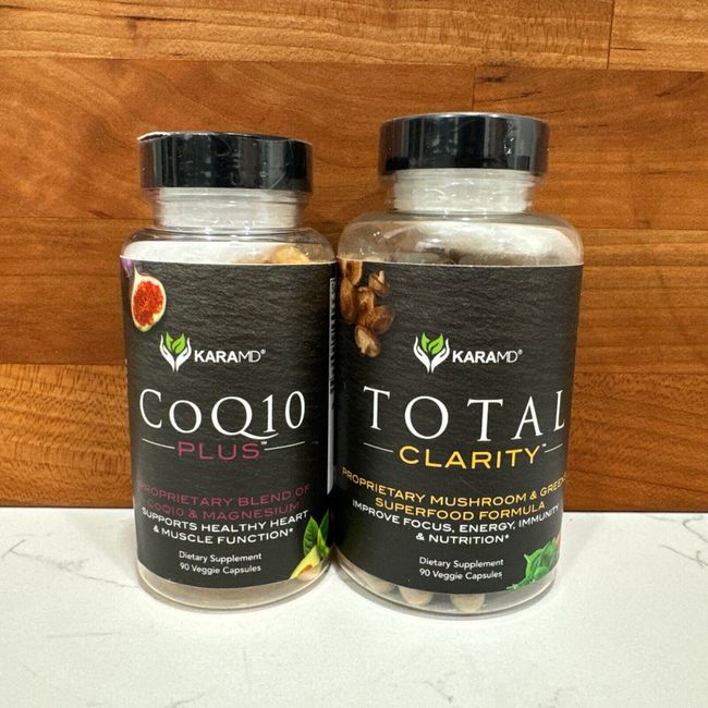 KaraMD CoQ10 Plus and Total Clarity Supplements Duo Bundle Exp 6/24