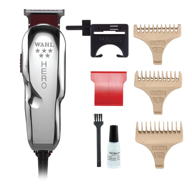Wahl Hero Trimmer, Professional Hair Trimmers, Close Trimming, Detailing and Outlining, Lightweight, Corded, Snap On/Off Blades, Super Lightweight, Barbers Supplies