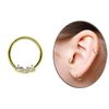 Smooth Segment Clicker Piercing Ring with Stone, 1.2 mm Thickness, Stainless Steel, Gold