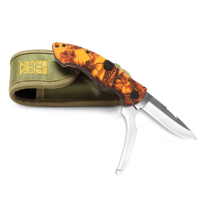 OYYO OY309 Knife Hunting Knife, Folding Fishing Knife, Camping, Outdoors, BBQ, Fishing, Hunting, Folding, 2 Blades, Sheath Cordura, 4.7 inches (12 cm)