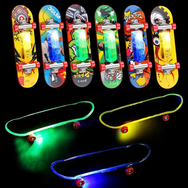 Beselley Mini Finger Skateboards for Kids Set of 25, Light up Mini Finger Toys LED Fingerboard Hand Skateboard for Creative Fingertips Movement Sports Finger Skater