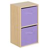 Hartleys 2 Tier Oak Cube Unit - Light Purple Storage Boxes