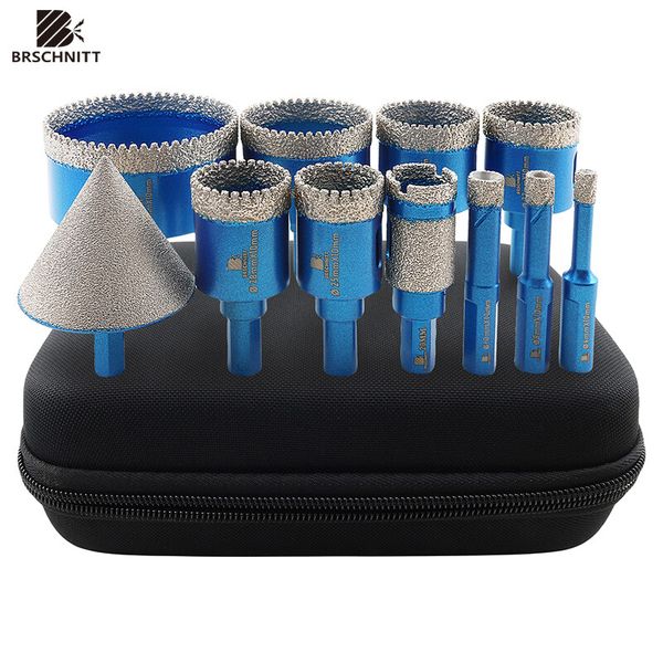 Diamond Drilling Bit Kit Hole Saw Set for Tile Granite Triangle Shank Hand Drill